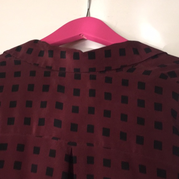 Madewell Burgundy Check Silk Blouse, S - Picture 4 of 6